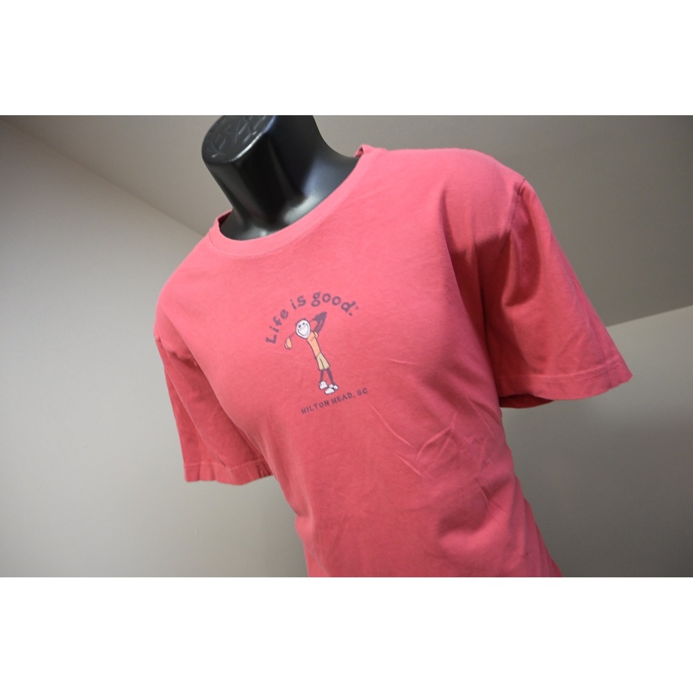 Life is Good T-Shirt Men Large Pink Hilton Head Golf Graphic Crusher Excellent
